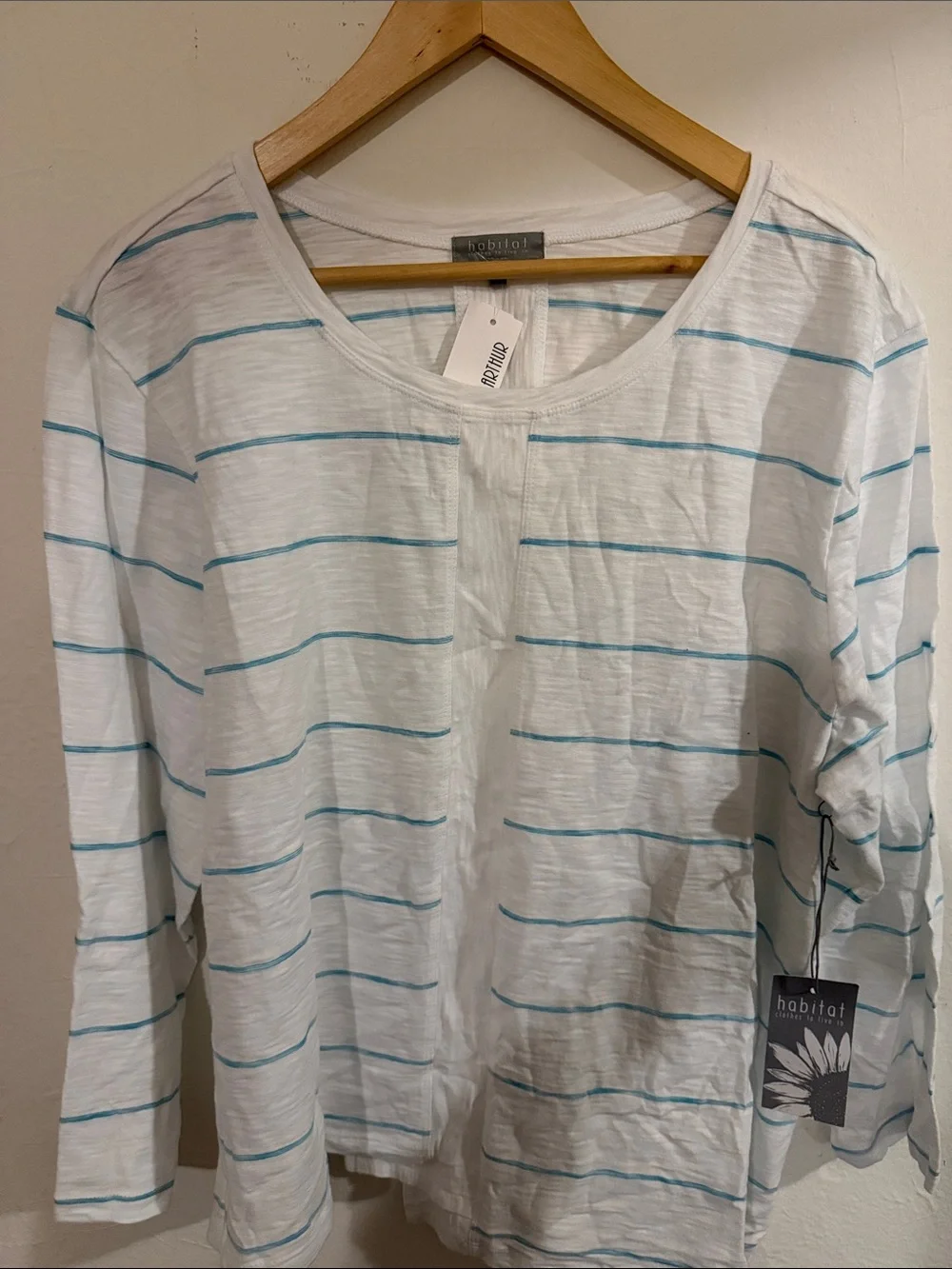 Habitat White Tee with Light Blue Stripes - Picture 1 of 3